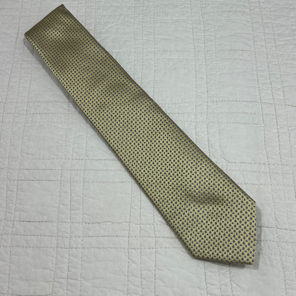 Oxxford Clothes Mens Gold Purple Geometric Diamond Silk Tie Handmade USA